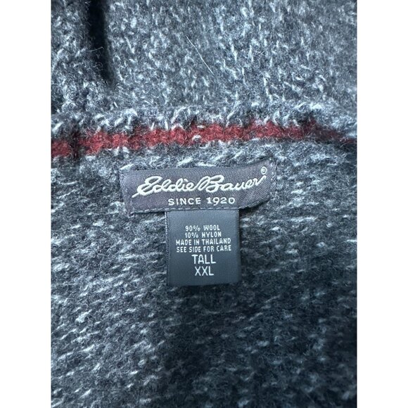 Eddie Bauer Gray Crewneck Knit Wool Blend Sweater With Red Trim Men's Size XXL - Picture 7 of 12